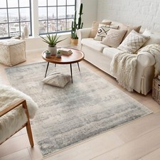 Maia Mist Washable Abstract Area Rug Non Slip Rug Low Pile Living Room Hall Way