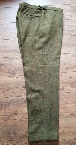 PANTALONE TWEED SPINA DI PESCE FINESTRA QUADRI VERDE MAI INDOSSATO TAGLIA 38" W 32"L NOS - Foto 2 di 10