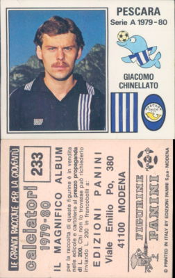 CALCIATORI PANINI 1979/80*FIGURINE STICKER N.233*PESCARA, Giacomo Chinellato*NEU