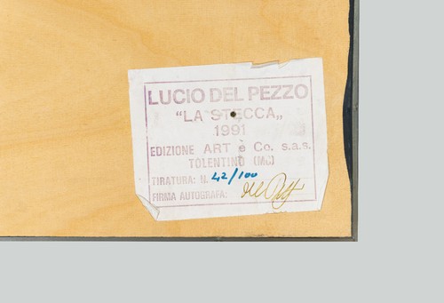 Lucio DEL PIECE - "Die Schiene", 1991 - Collage auf Tafel im Plexiglas, 59 x 59 x 9 - Bild 7 von 7