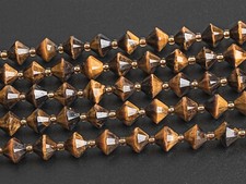 8MM Genuine Natural Brown Tiger Eye Beads Grade AA Bicone Faceted Loose Beads