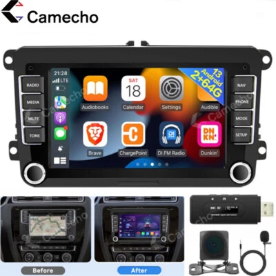 CAMECHO DAB+ 64G Für VW GOLF 5 6 Passat Touran Tiguan Android 13 Autoradio Navi Carplay