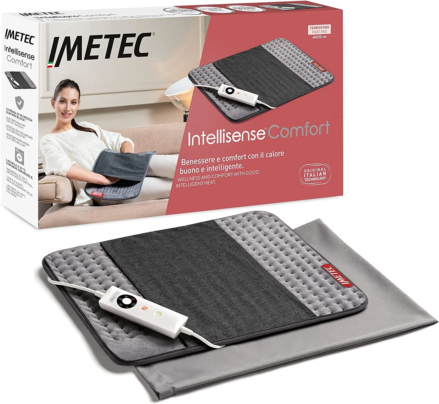 Imetec Intellisense Comfort Cuscino termico termoforo 5 livelli di temperatura