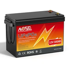 12V 300Ah LiFePO4 Battery Lithium Battery 15000+Deep Cycle BMS for RV Solar Boat