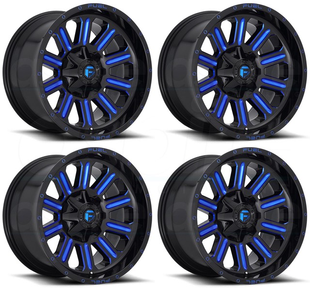 4New 22" Fuel Hardline D646 Wheels 22x12 6x135/6x5.5 44 Black Blue