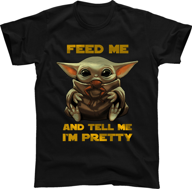 Linda camiseta Baby Yoda Mandalorian Star Wars Fan Gift FEED ME