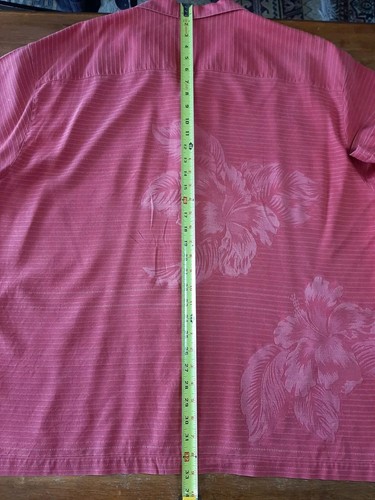 Camicia vintage Tommy Bahama adulto XXL rosso ibisco floreale seta abbottonata uomo - Foto 8 di 10