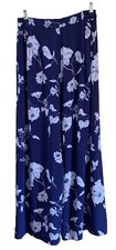  226K NWT, LULU  S Women's Blue White Floral Print Wide-Leg Size M Rayon Pant