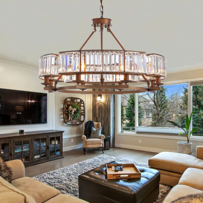 33'' 8 Lights Vintage Chandeliers Crystal Ceiling Light Pendant Lighting Fixtures
