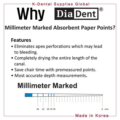 Diadent Dental Millimeter Marked Paper Points All Sizes - Picture 4 of 10