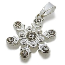 Lovely Silver Tone Metal Rhinestone Christmas Snowflake Pendant