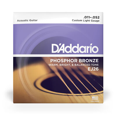 D'Addario EJ26 Phosphor Bronze Custom Light Acoustic Guitar Strings (11-52)