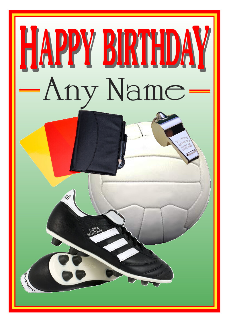 PERSONALISIERTE FUSSBALLSCHIEDSRICHTER GEBURTSTAGSKARTE KOSTENLOSER VERSAND 1. KLASSE