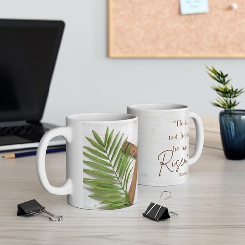 Tazza da caffè in ceramica ispiratrice - "Non è qui: è risorto" - Foto 8 di 16