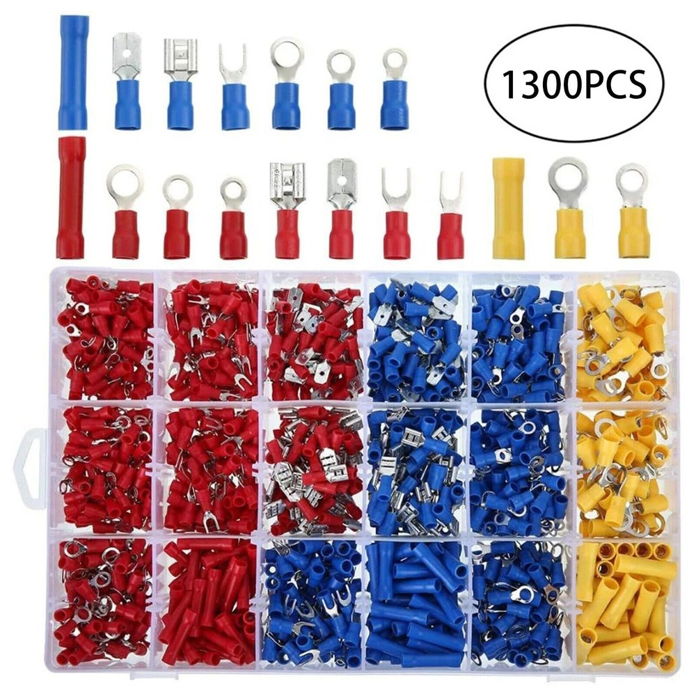 1300PCS Insulated Assorted Electrical Wire Terminals Crimp