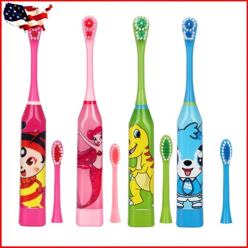 Children Automatic Electric Toothbrush Battery Powered Cartoon for Boy Girl Kids