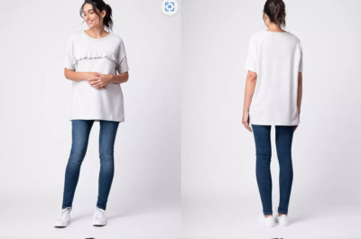 Seraphine Finlay Ruffle Maternity & Nursing T-Shirt, Grey RRP £42.00 ...