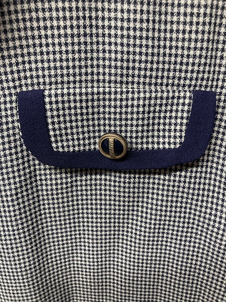 Винтажное секретарское платье 1970-х Henry Lee размер 14 Houndstooth Union с биркой на поясе - Изображение 3 из 4