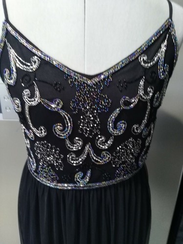 ❤️NEW❤️BOOHOO 12 M black sequin beaded long maxi evening dress SOFT STRETCH - Picture 6 of 12