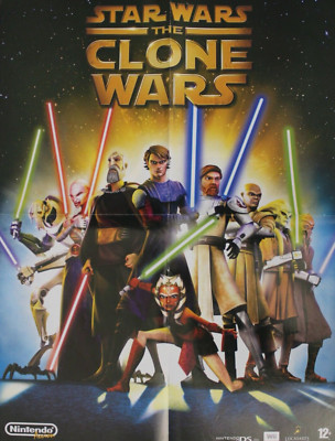 2008 STAR WARS CLONE WARS Double-Sided Poster 22.25'' x 17'' Nintendo Video Game