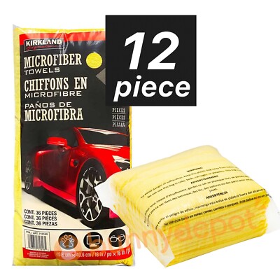 Kirkland Signature Yellow Microfiber Towels 16'' x 16'' 12 pcs for car & cleaning