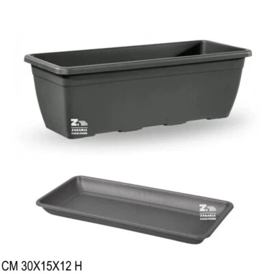 VECA - BLIM VASO BALCONIERA FIORIERA CASSETTA NAXOS ANTRACITE PLASTICA 30 CM CON SOTTOVASO