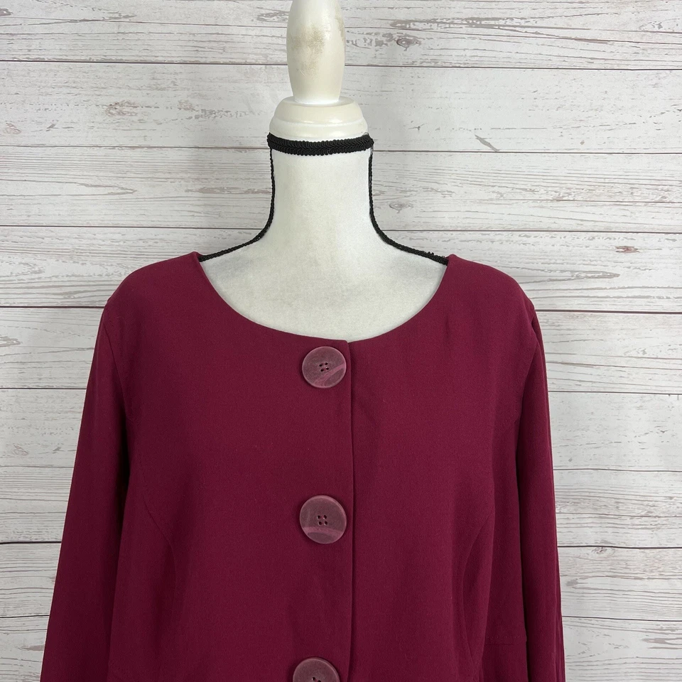 Monroe & Main Womens Snap Button Front Jacket Size 22W Dark Pink Polyester Blend - Image 2 of 4