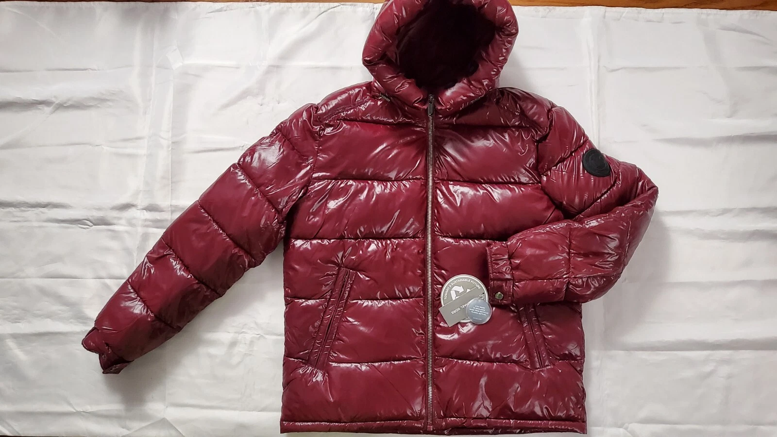 NUOVA GIACCA TAMPONE UOMO MICHAEL KORS RESISTENTE ALL'ACQUA TAGLIA M MERLOT COLORE