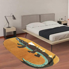 Modern Crocodile Tufted Rug Mustard Yellow Brown Alligator Kids Room Area Carpet
