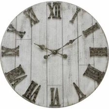 30  Brown and Silver Distressed Round Wall Clock