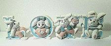 HOMCO WALL PLAQUES BURWOOD PRODUCTS "LOVE BUNNIES" 1982 RETIRED MADE IN USA