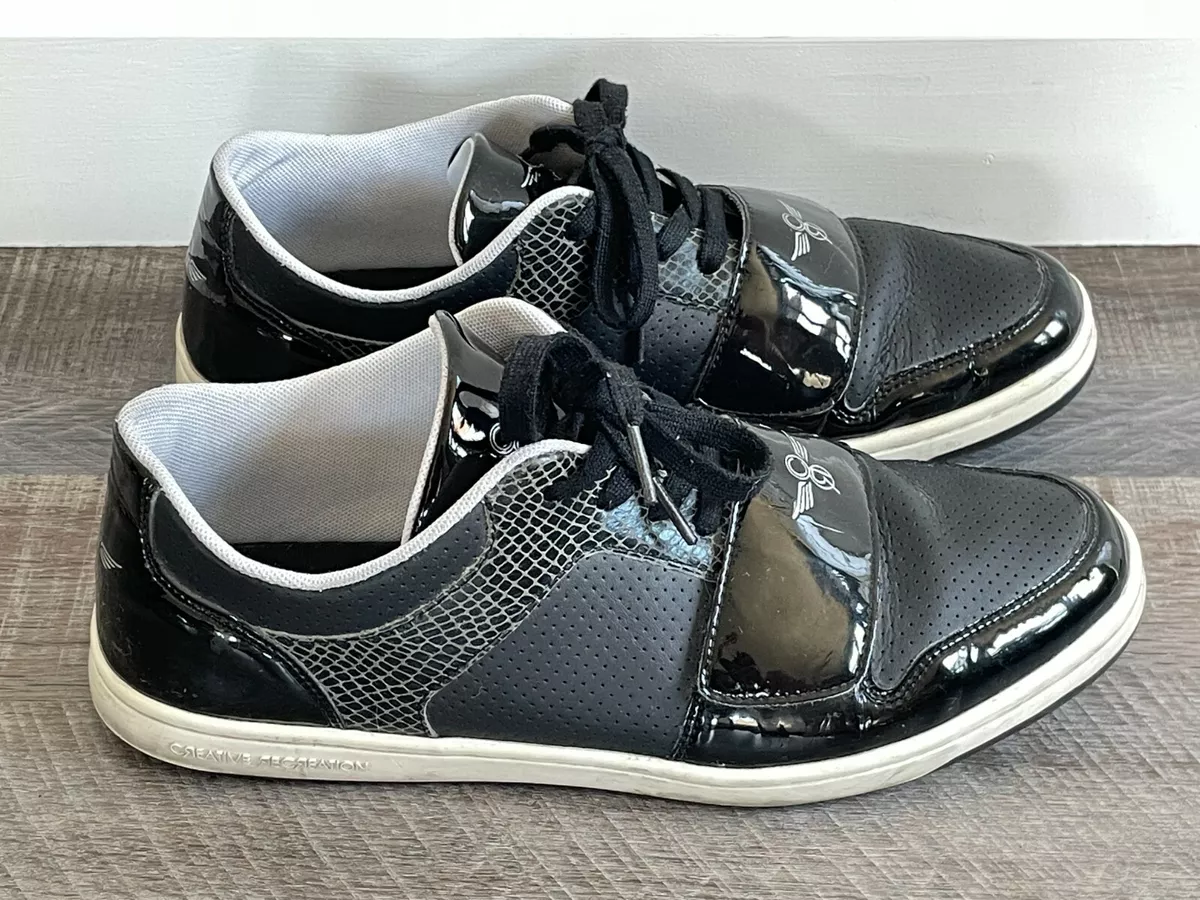 Creative Recreation Men s Black with Patent Low Top Sneaker Sz