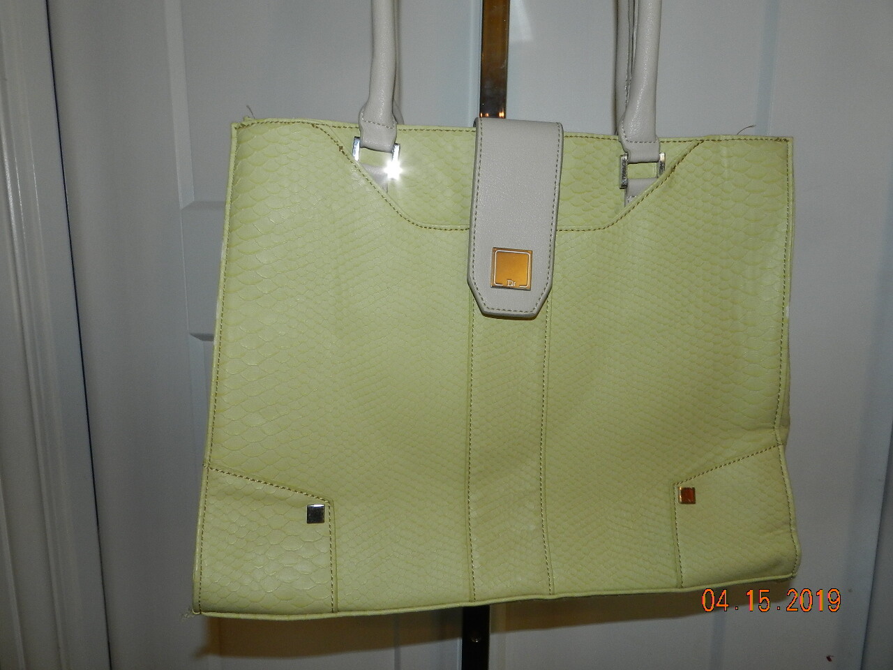 Danielle Nicole Satchel Purse Handbag Yellow Embo… - image 2