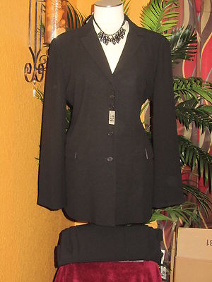MAX STUDIO 13/14 13 14  NWT $440 2 piece womens black pant suit jacket & pants