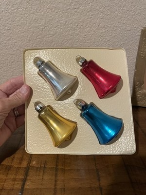 Vintage Christmas 1980 s Rauch Mercury Glass Bell Ornaments in Box 