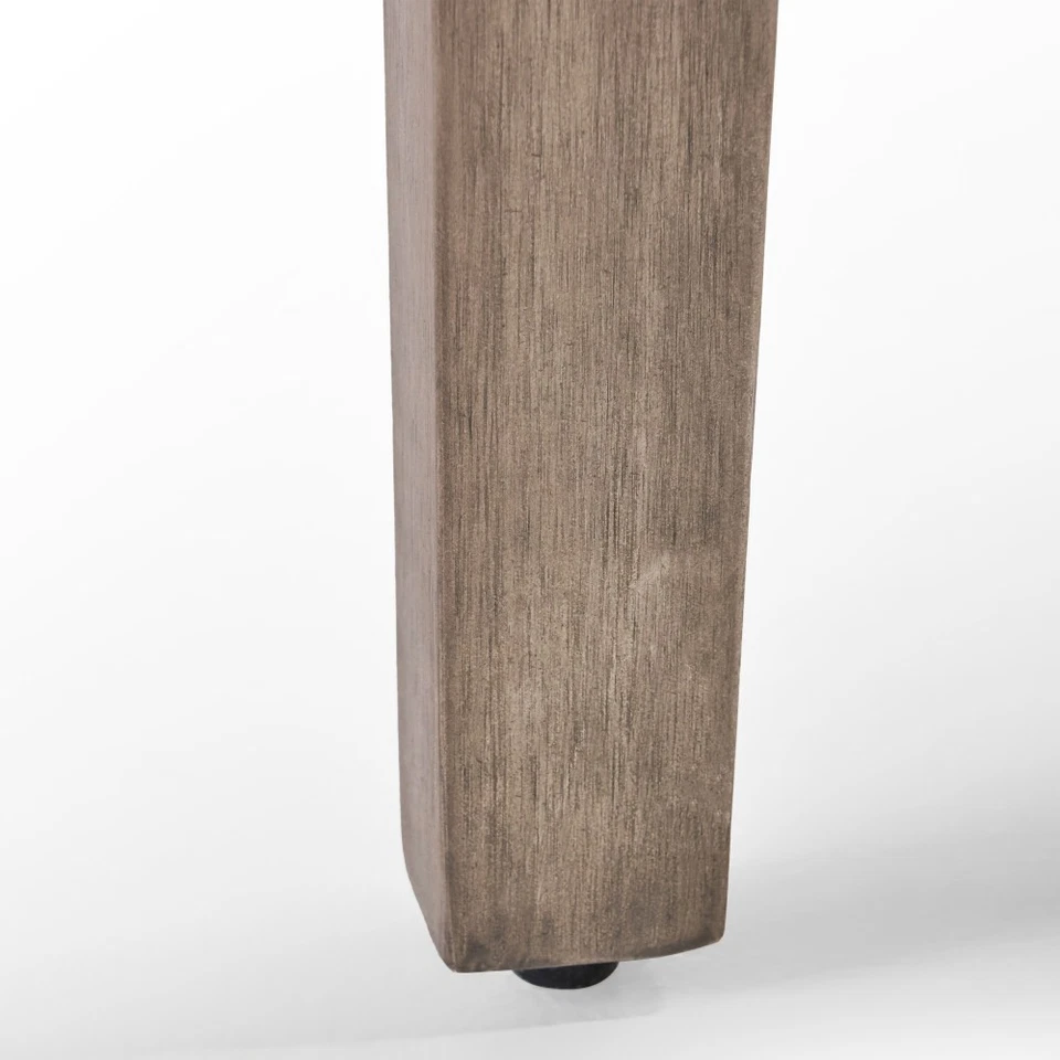 Polyethylene Rattan Top & Acacia Wood Ottoman Weather Resistant Grey - Image 4 of 4