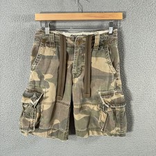 Vintage Abercrombie Heavy Camo Cargo Shorts Boys 10 Green Camouflage Y2K 26X9