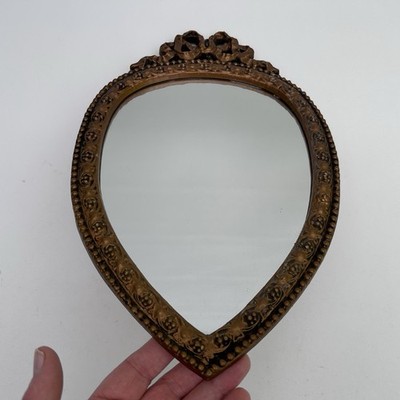 Vintage verzierter goldfarbener kleiner Wandspiegel Wohndeko Galerie Wand