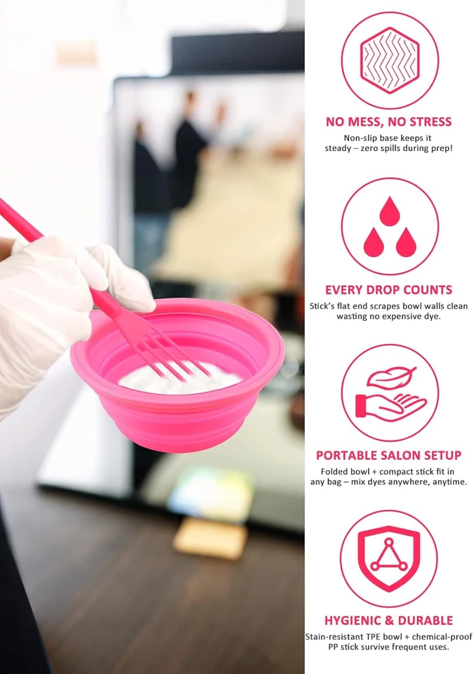 19PCS Hair Bleach Dye Kit with Hair Dye Brush and Bowl Whisk Hair Clips Protecti - Image 4 of 4