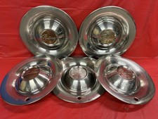 Vintage Set Of 5 194950 Pontiac 15 Hubcaps Chieftain Silver Streak Streamliner
