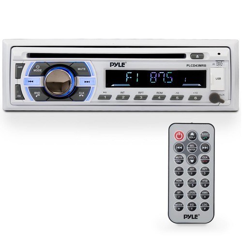 Pyle Marine Bluetooth CD Radio, 2x 8" + 2x 6.5" Blue LED Black Speaker, Antenna - Picture 5 of 5