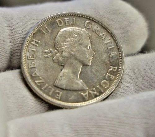 1955 Canada Unc Silver Dollar AU  Original Toning