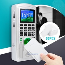 US Stock Fingerprint Attendance Time Clock With 50 ID Cards Remote Access Manage