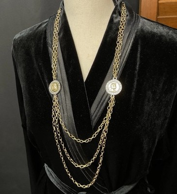 Vintage Bijoux Terner Gold & Silver Tone Multi-Strand Coin Chain Necklace Y2K