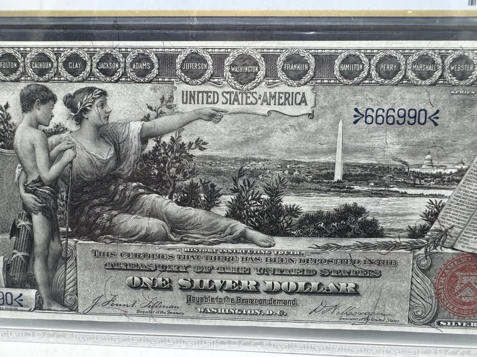 1896 1 Dollar Silver Certificate Educational Note Choice Uncirculated 63. Pop: 2 - Image 3 of 4