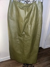 Vintage 80s 90s Leather Skirt Panel Pencil Midi Length Size 12