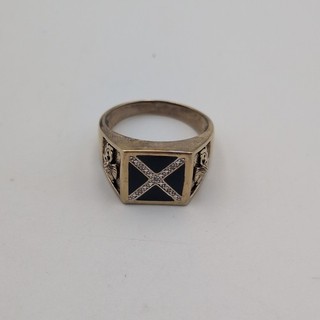Anello con sigillo in argento sterling 925 bandiera saltire scozzese misura 14 cardo