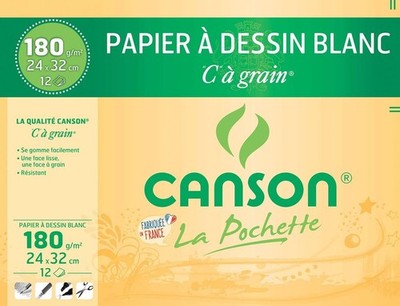 CANSON Zeichenpapier ''C'' à Grain 320 x 240 mm 180 g/qm 12 Blatt