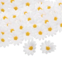 "100 StüCk KüNstliche GäNseblüMchen BlüTenköPfe,1,6\" FüR Diy,Weiß/Gelb"