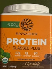 Sunwarrior Protein Classic, Plant-Based Chocolate Flavor 13.2 Oz Exp 12/26